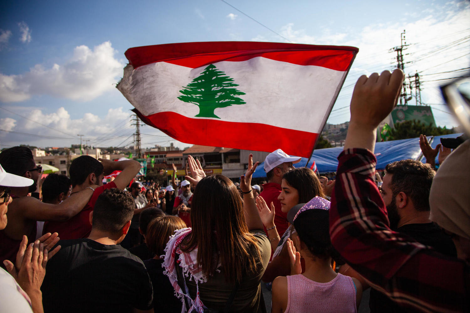 антиправительственная демонстрация в Ливане, октябрь 2019 г.