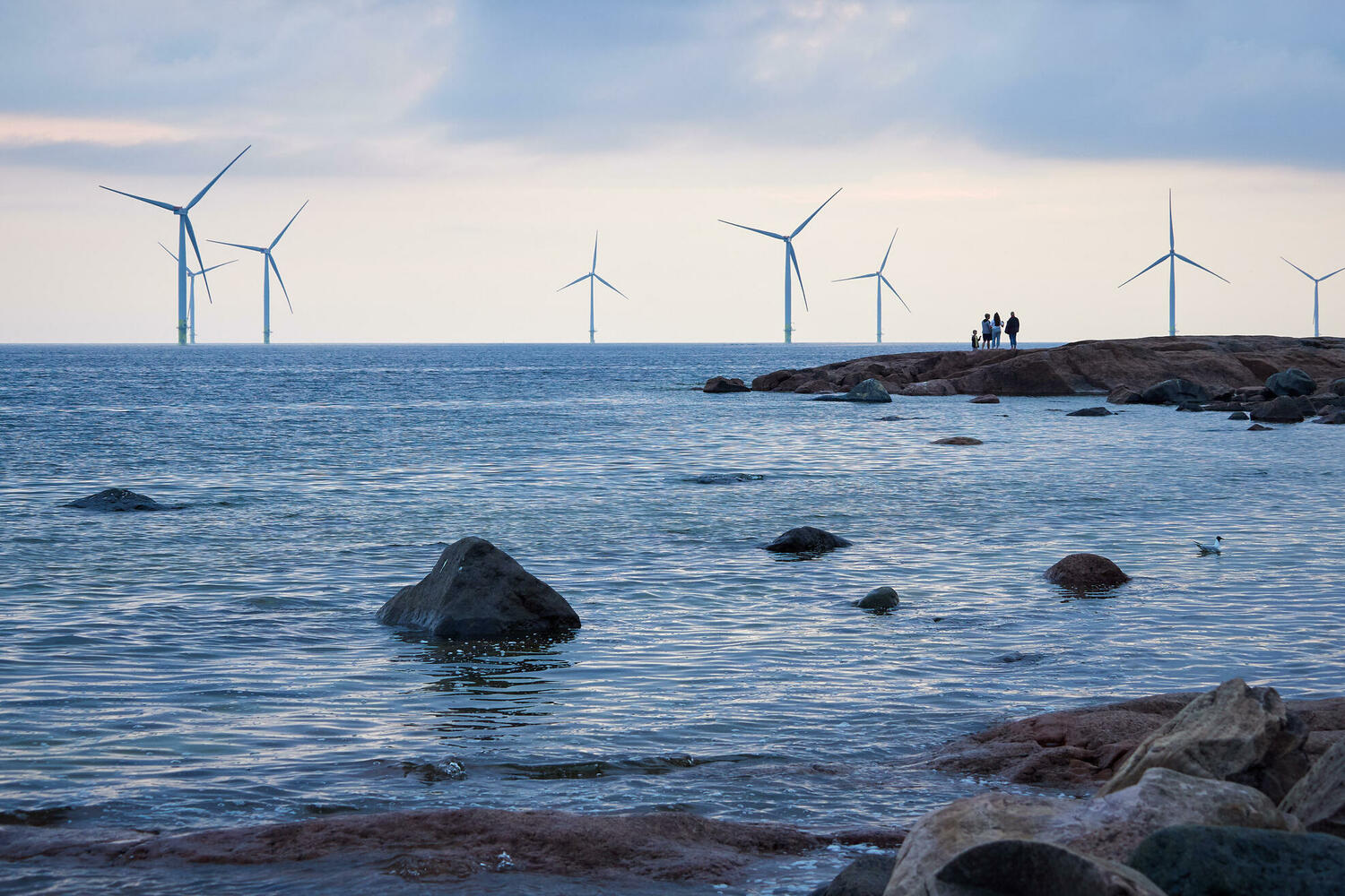 ветряные турбины в Ботническом заливе у берегов Финляндии